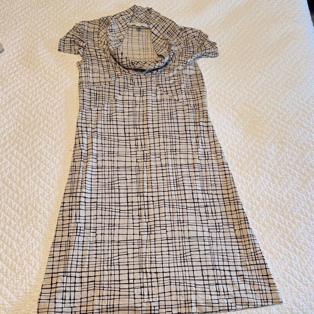 Banana Republic Black and White Grid Midi Dress